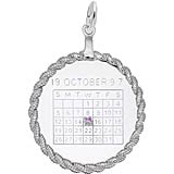 14k White Gold Calendar with Rope Frame Charm by Rembrandt Charms