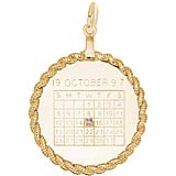 10k Gold Calendar with Rope Frame Charm by Rembrandt Charms