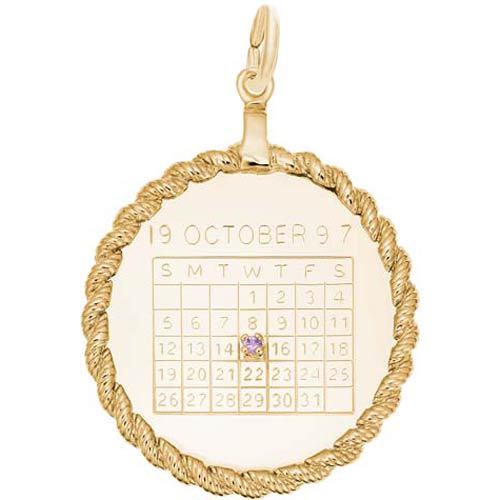 14k Gold Calendar with Rope Frame Charm by Rembrandt Charms