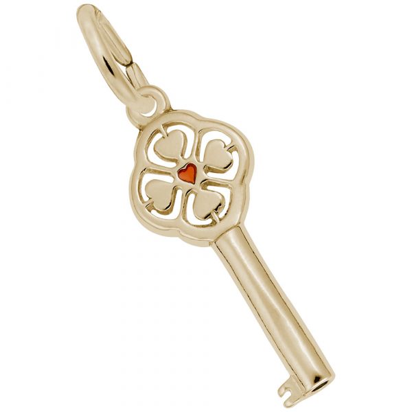 14K Gold Key and Heart Charm by Rembrandt Charms