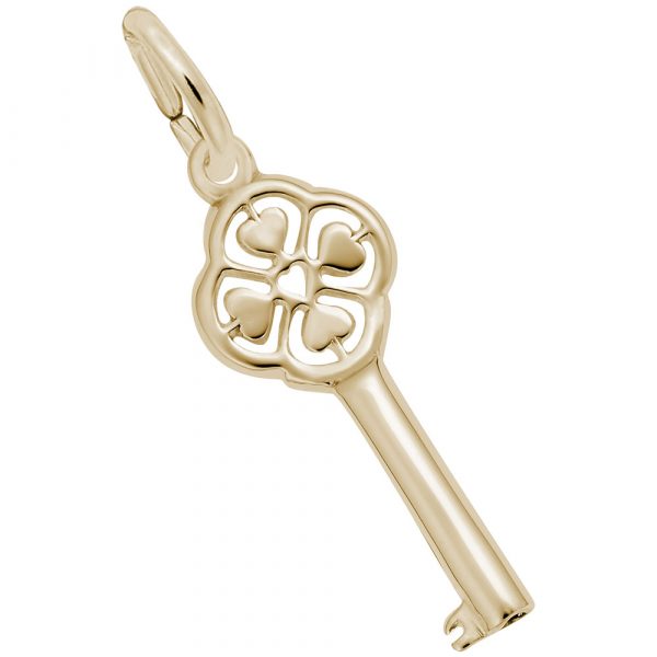 14K Gold Key with Hearts Charm by Rembrandt Charms