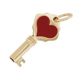 Gold Plated Key with Red Heart Charm by Rembrandt Charms