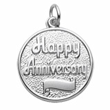 14K White Gold Happy Anniversary Disc Charm