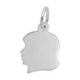 14k White Gold Flat Young Girl's Head Charm