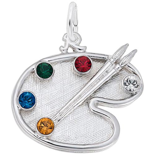 Sterling Silver Artist Palette, You Select 5 Birthstones Sterling Silver Artist Palette, You Select 5 Birthstones