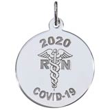 14K White Gold COVID-19 RN and Caduceus Charm