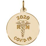 14K Gold COVID-19 RN and Caduceus Charm