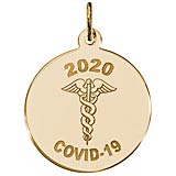Gold Plate COVID-19 Caduceus Charm