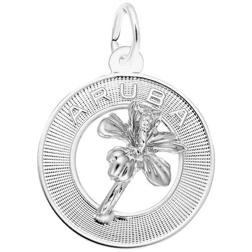 14K White Gold Aruba Hibiscus Ring Charm by Rembrandt Charms 14K White Gold Aruba Hibiscus Ring Charm by Rembrandt Charms
