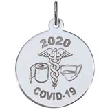 Sterling Silver COVID-19 T-Paper & Mask Caduceus Charm