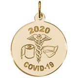 Gold Plate COVID-19 T-Paper & Mask Caduceus Charm