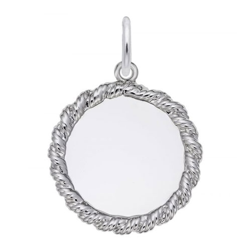 14K White Gold Small Twisted Rope Disc Charm by Rembrandt Charms