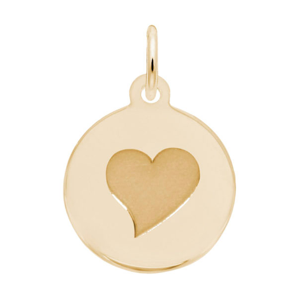 Rembrandt Charms Initial Disc Heart Charm in 10K Gold