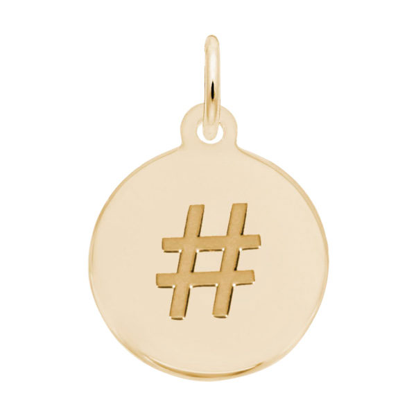 Rembrandt Charms Initial Disc Hashtag Charm in 14K Gold