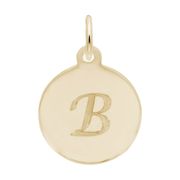 Rembrandt Script Initial Disc Charm B in Gold Plate. Rembrandt Script Initial Disc Charm B in Gold Plate.
