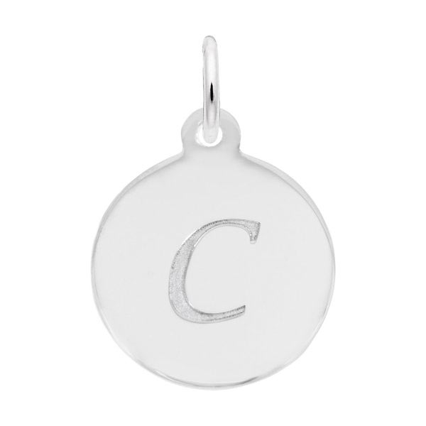 Rembrandt Script Initial Disc Charm C in Sterling Silver.