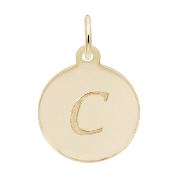Rembrandt Script Initial Disc Charm C in 10K Gold. Rembrandt Script Initial Disc Charm C in 10K Gold.