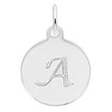 Rembrandt Script Initial Disc Charm A in Sterling Silver.
