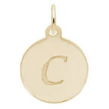 Rembrandt Script Initial Disc Charm C in Gold Plate.