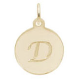 Rembrandt Script Initial Disc Charm D in Gold Plate.