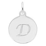 Rembrandt Script Initial Disc Charm D in 14K White Gold.