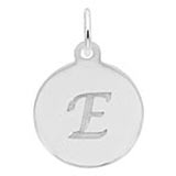 Rembrandt Script Initial Disc Charm E in Sterling Silver.