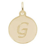 Rembrandt Script Initial Disc Charm G in Gold Plate.