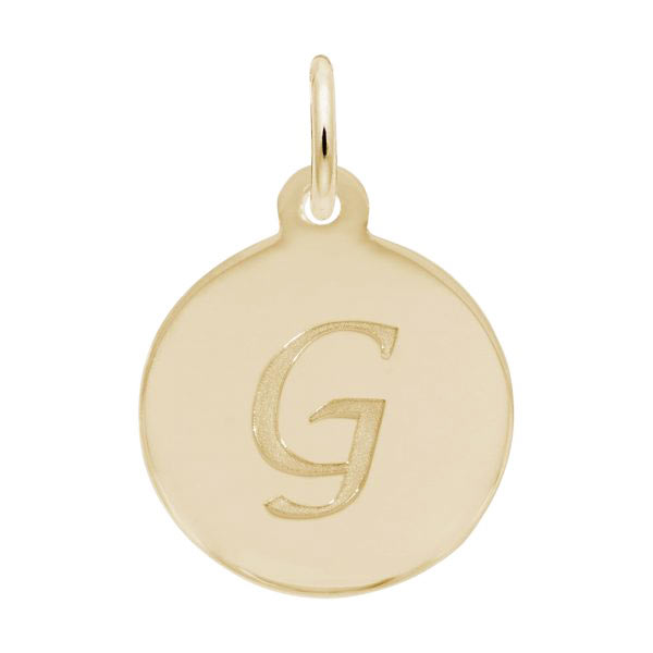 Rembrandt Script Initial Disc Charm G in 14k Gold. Rembrandt Script Initial Disc Charm G in 14k Gold.