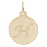 Rembrandt Script Initial Disc Charm H in Gold Plate.