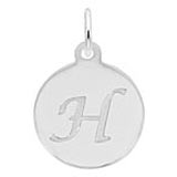 Rembrandt Script Initial Disc Charm H in Sterling Silver.