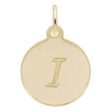 Rembrandt Script Initial Disc Charm I in Gold Plate.
