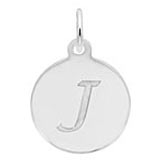Rembrandt Script Initial Disc Charm J in Sterling Silver.