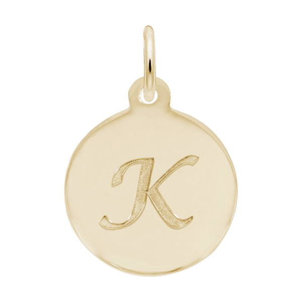 Rembrandt Script Initial Disc Charm K in 14K Gold. Rembrandt Script Initial Disc Charm K in 14K Gold.