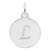 Rembrandt Script Initial Disc Charm L in Sterling Silver.