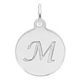 Rembrandt Script Initial Disc Charm M in Sterling Silver.