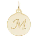 Rembrandt Script Initial Disc Charm M in 10K Gold.