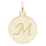 Rembrandt Script Initial Disc Charm M in Gold Plate.