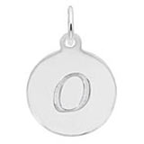 Rembrandt Script Initial Disc Charm O in Sterling Silver.