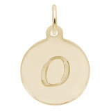 Rembrandt Script Initial Disc Charm O in Gold Plate.