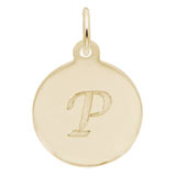 Rembrandt Script Initial Disc Charm P in 14K Gold.
