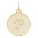 Rembrandt Script Initial Disc Charm P in Gold Plate.