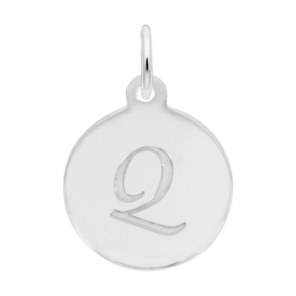 Rembrandt Script Initial Disc Charm Q in 14K White Gold. Rembrandt Script Initial Disc Charm Q in 14K White Gold.