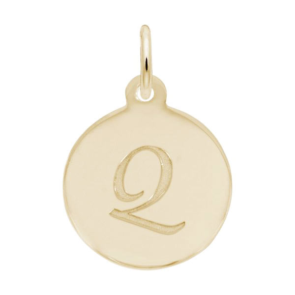 Rembrandt Script Initial Disc Charm Q in 14K Gold. Rembrandt Script Initial Disc Charm Q in 14K Gold.