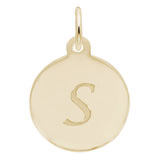 Rembrandt Script Initial Disc Charm S in  14K Gold.