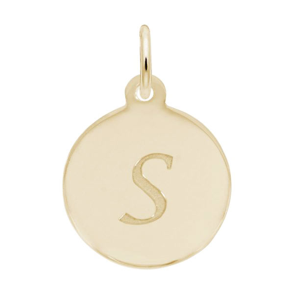 Rembrandt Script Initial Disc Charm S in 14K Gold. Rembrandt Script Initial Disc Charm S in 14K Gold.