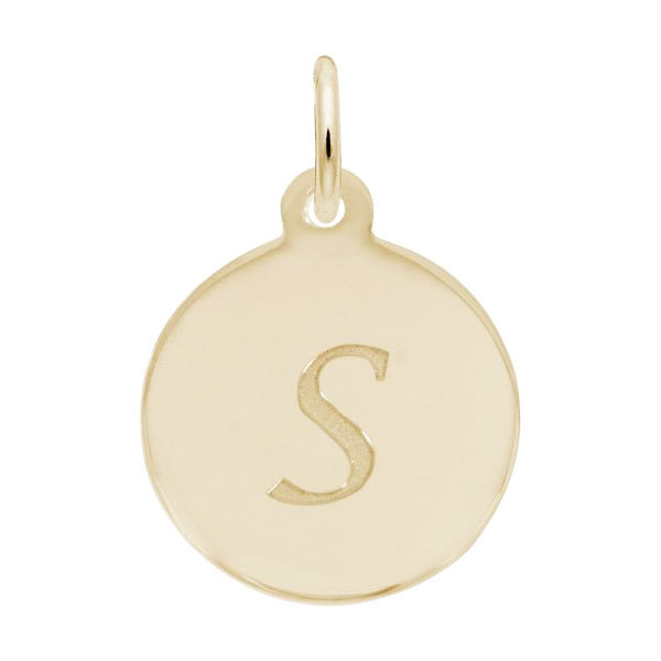 Rembrandt Script Initial Disc Charm S in Gold Plate.