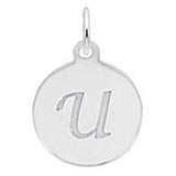 Rembrandt Script Initial Disc Charm U in Sterling Silver.