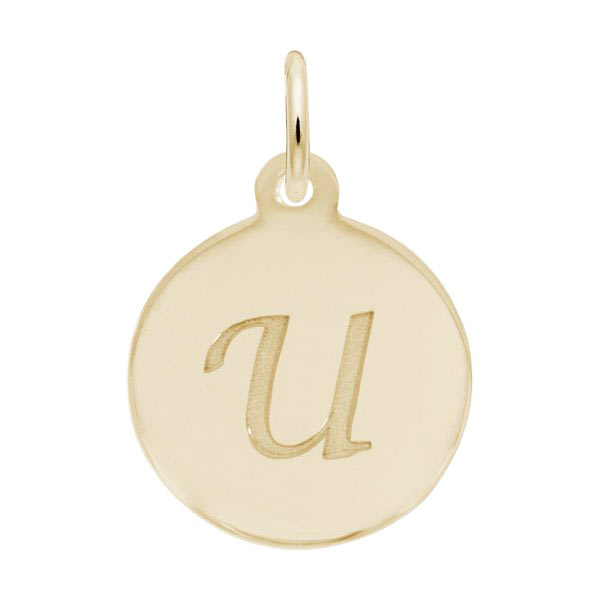 Rembrandt Script Initial Disc Charm U in Gold Plate. Rembrandt Script Initial Disc Charm U in Gold Plate.