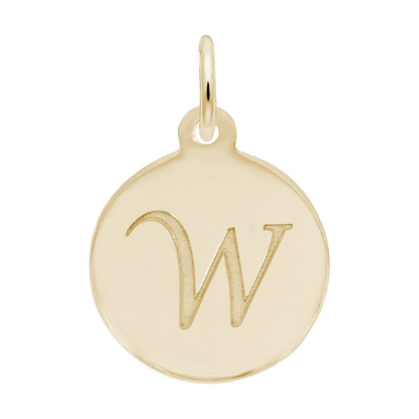 Rembrandt Script Initial Disc Charm W in 14K Gold. Rembrandt Script Initial Disc Charm W in 14K Gold.