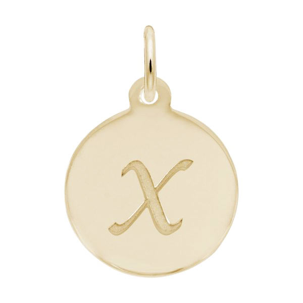 Rembrandt Script Initial Disc Charm X in Gold Plate.
